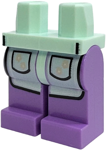 Hips and Medium Lavender Legs with Light Aqua Apron with Pockets and Light Nougat Flowers Pattern