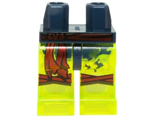 Hips and Trans-Neon Green Legs with Dark Red Sash, Knee Straps and Tattered Dark Blue Robe Pattern