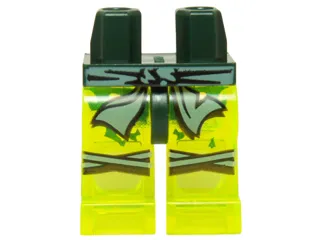 Hips and Trans-Neon Green Legs with Sand Green Sash and Knee Straps Pattern