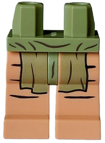 Hips and Nougat Legs with Black Lines and Olive Green Apron Pattern