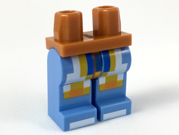 Hips and Medium Blue Legs with Blue, Bright Light Orange, Orange, and White Pixelated Armor Pattern