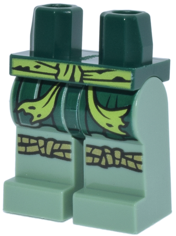 Hips and Sand Green Legs with Lime Tattered Waist Sash, Dark Green Robe Ends, Olive Green Rope Knee Wrappings Pattern