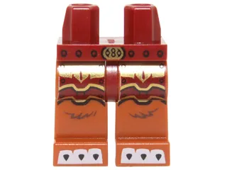 Hips and Dark Orange Legs with Dark Red and Gold Armor, Gold Belt Buckle and White Claws Pattern