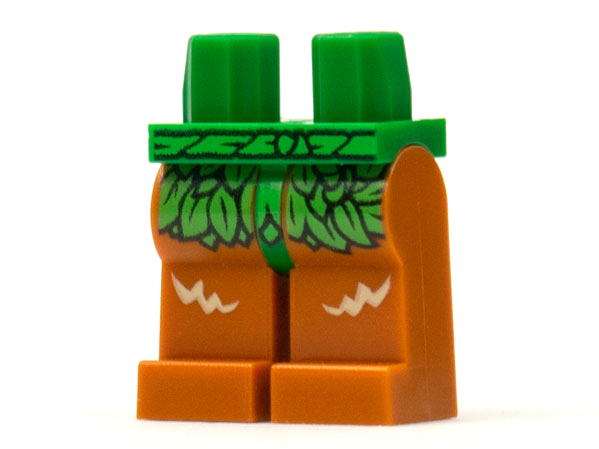 Hips and Dark Orange Legs with Bright Green Leaf Skirt and Tan Fur Pattern