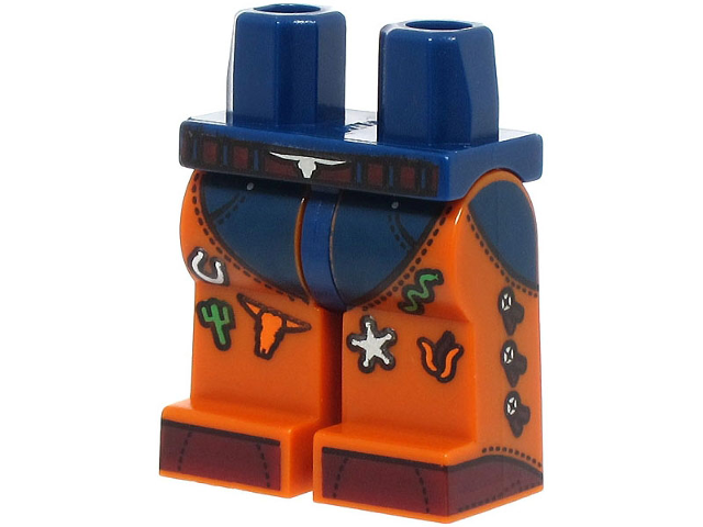 Hips and Dark Orange Legs with Dark Blue Leotard, Dark Red Belt and Shoes, Silver Horseshoe and Star, Orange Bull Head, Green Cactus and Snake Pattern (BAM)