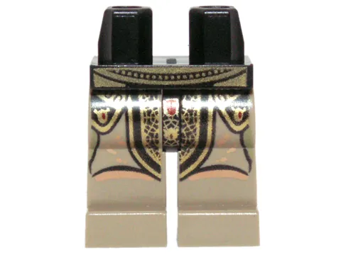 Hips and Dark Tan Legs with Curved Belt, Black Loincloth Armor with Gold Webbing and Red Jewels, Nougat Knees and Spots Pattern