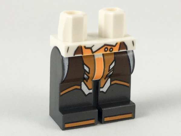 Hips and Pearl Dark Gray Legs with Dark Brown and Orange Panels, Orange Stripes on Knees and Toes Pattern