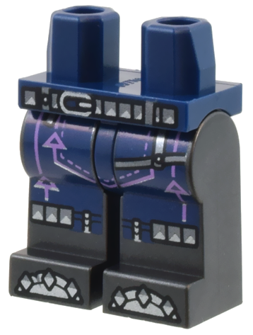 Hips and Pearl Dark Gray Legs with Silver Belt, Knee Straps and Toes, Medium Lavender Arrows and Stitching Pattern