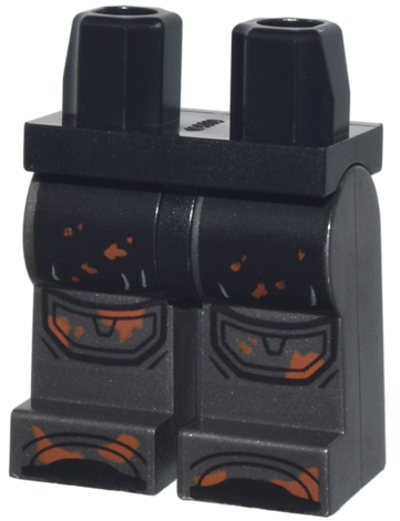 Hips and Pearl Dark Gray Legs with Black Robe, Knee Pads, and Shoe Tips with Dark Orange Dirt Pattern