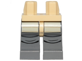 Hips and Dark Bluish Gray Legs with Tan Leggings with Dark Tan Horizontal Lines, Black Creases on Knees Pattern