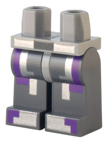 Hips and Dark Bluish Gray Legs with Pixelated Silver and Dark Purple Armor Pattern