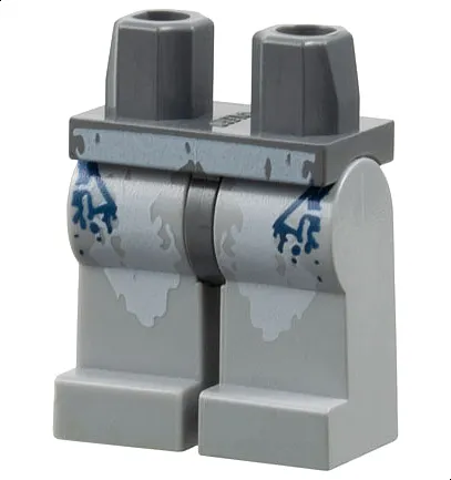 Hips and Light Bluish Gray Legs with White Splotches and Dark Blue Markings Pattern