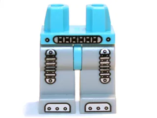 Hips and Light Bluish Gray Legs with Silver Mechanical Belt, Shock Absorbers and Feet Pattern