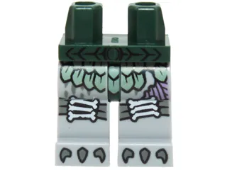 Hips and Light Bluish Gray Legs with Sand Green Armor with Scales, White Bones Knee Pads and Dark Bluish Gray Talons Pattern