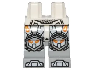 Hips and Light Bluish Gray Legs with Orange and Gold Circuitry and Silver and White Armor, Knee Pads and Boots Pattern