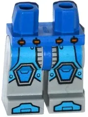 Hips and Light Bluish Gray Legs with Blue and Dark Azure Armor, Blue Hexagonal Knee Pads and Dark Azure Boots Pattern