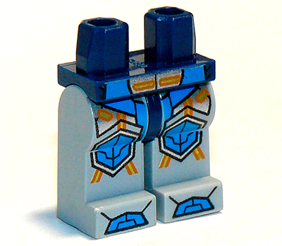 Hips and Light Bluish Gray Legs with Blue Armor and Orange and Yellow Circuitry, Blue Hexagonal Knee Pads and Blue Boots Pattern