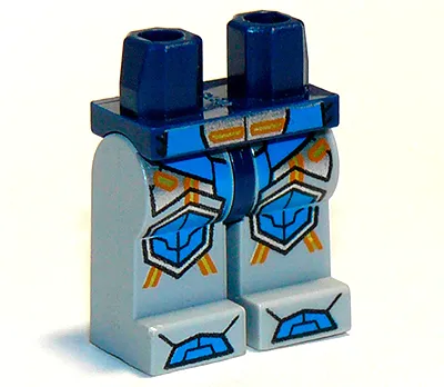 Hips and Light Bluish Gray Legs with Blue Armor and Orange and Yellow Circuitry, Blue Hexagonal Knee Pads and Blue Boots Pattern