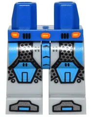 Hips and Light Bluish Gray Legs with Silver and Dark Azure Armor, Dark Azure Hexagonal Knee Pads and Dark Azure and Silver Boots Pattern