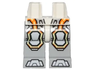 Hips and Light Bluish Gray Legs with Gray Armor and Orange and Yellow Circuitry, Gray Hexagonal Knee Pads and Gray Boots Pattern