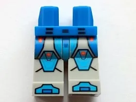 Hips and Light Bluish Gray Legs with Blue and Dark Azure Armor Plates, Hexagonal Knee Pads, and Shoe Tips Pattern