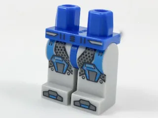 Hips and Light Bluish Gray Legs with Dark Azure Armor, Hexagonal Knee Pads and Dark Bluish Gray Boots Pattern