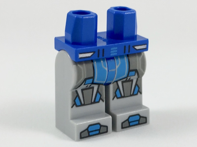 Hips and Light Bluish Gray Legs with Dark Bluish Gray and Dark Azure Armor, Hexagonal Knee Pads and Dark Bluish Gray and Dark Azure Boots Pattern