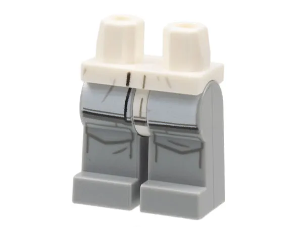 Hips and Light Bluish Gray Legs with SW White Jacket Hem and Dark Bluish Gray Large Pockets Outline Pattern