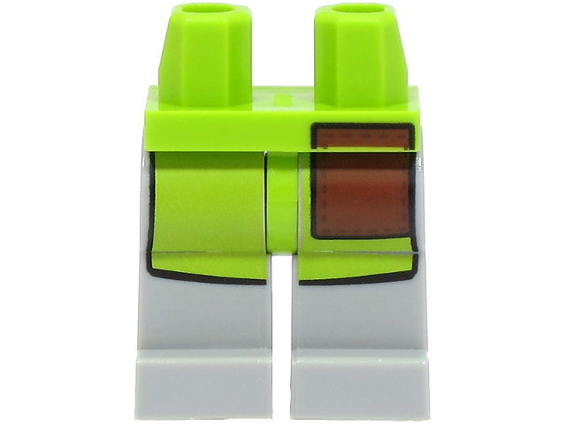 Hips and Light Bluish Gray Legs with Lime Apron with Reddish Brown Pocket Pattern