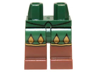 Hips and Reddish Brown Legs with Dark Green Pants with Gold Trim Pattern