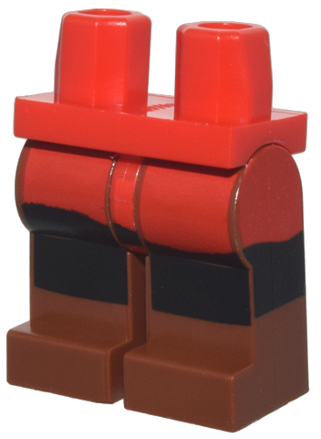 Hips and Reddish Brown Legs with Red Long Shirt and Black Pants Pattern