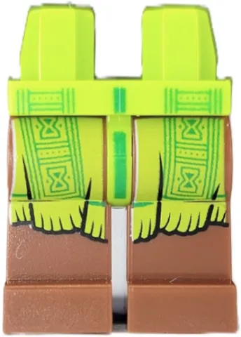 Hips and Reddish Brown Legs with Lime Cloak Ends with Fringe and Bright Green Hourglasses Pattern