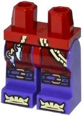 Hips and Dark Purple Legs with Silver Chain, Cord with Teeth, Buckles on Knees and Bones on Feet Pattern