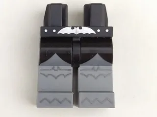 Hips and Flat Silver Legs with Silver Bat Belt Buckle, Black Scalloped Coattails and Bats on Knees Pattern