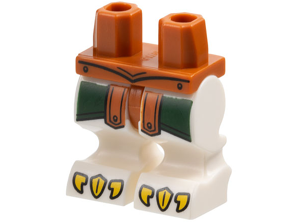 Hips and White Animal Legs with Dark Green Skirt, Dark Orange Loincloth and Yellow Claws Pattern