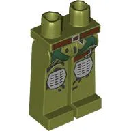 Hips and Long Legs Completely Hollow with Reddish Brown Belt with Buckle, Silver Knee Pads, Dark Green Straps and Black Camouflage Pattern