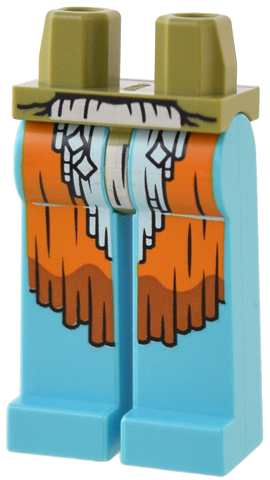 Hips and Medium Azure Long Legs Completely Hollow with White, Orange, and Dark Orange Fringe Skirt Pattern