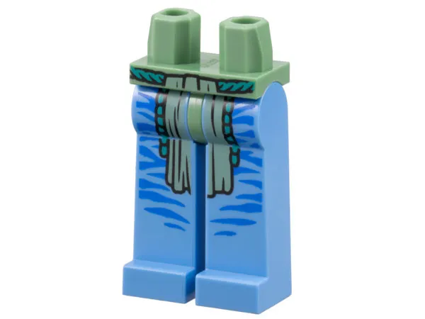 Hips and Medium Blue Long Legs Completely Hollow with Dark Turquoise Belt, Sand Green Loincloth, and Blue Stripes Pattern