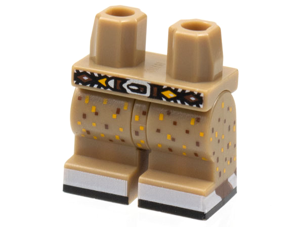 Hips and Medium Legs with Black Belt, Silver Buckles, Reddish Brown and Bright Light Orange Spots, Light Bluish Gray Shoes Pattern