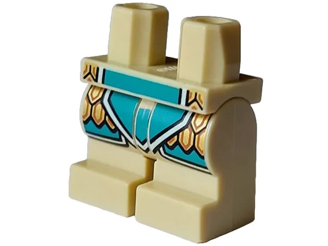 Hips and Medium Legs with Dark Turquoise Robe Ends, Black and White Trim and Gold and Dark Orange Kilt Pattern