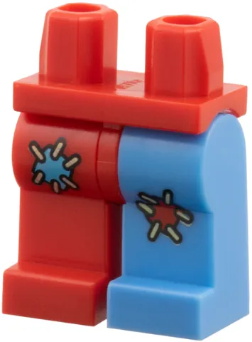 Hips and 1 Medium Blue Left Leg with Red Patch, 1 Red Right Leg with Medium Blue Patch Pattern