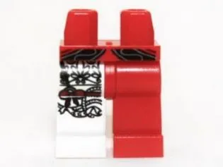 Hips and 1 Red Left Leg, 1 White Right Leg with Black Lace and Red Garter Pattern (Red Harrington)