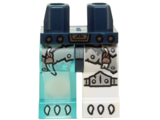 Hips and 1 White Left Leg, 1 Trans-Light Blue Right Leg with Gray Armor and Knee Pad, Copper Pendants and White Claws Pattern