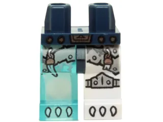 Hips and 1 White Left Leg, 1 Trans-Light Blue Right Leg with Gray Armor and Knee Pad, Copper Pendants and White Claws Pattern