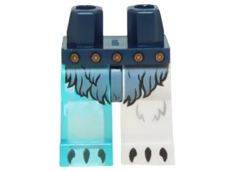 Hips and 1 White Left Leg, 1 Trans-Light Blue Right Leg with Sand Blue Fur Loincloth and Black Claws Pattern