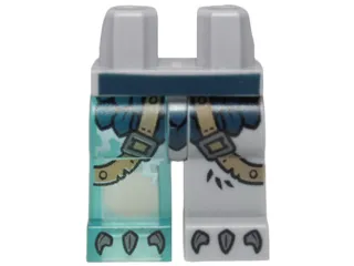 Hips and 1 Light Bluish Gray Left Leg, 1 Trans-Light Blue Right Leg with Dark Blue Armor with Scales, Dark Tan Straps and Gray Talons Pattern