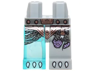 Hips and 1 Light Bluish Gray Left Leg, 1 Trans-Light Blue Right Leg with Copper Armor, Chains, Purple Sinew Patches and Gray Talons Pattern