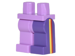 Hips and 1 Dark Purple Left Leg, 1 Medium Lavender Right Leg with Yellow and Red Vertical Stripes on Sides Pattern