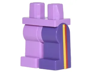 Hips and 1 Dark Purple Left Leg, 1 Medium Lavender Right Leg with Yellow and Red Vertical Stripes on Sides Pattern