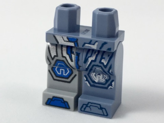 Hips and 1 Sand Blue Left Leg, 1 Light Bluish Gray Right Leg with Nexo Knights Armor Pattern